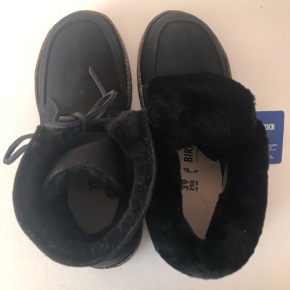 Birkenstock Bakki black leather shearling boot. Hydrophobic. Size: 8 - Picture 3 of 9